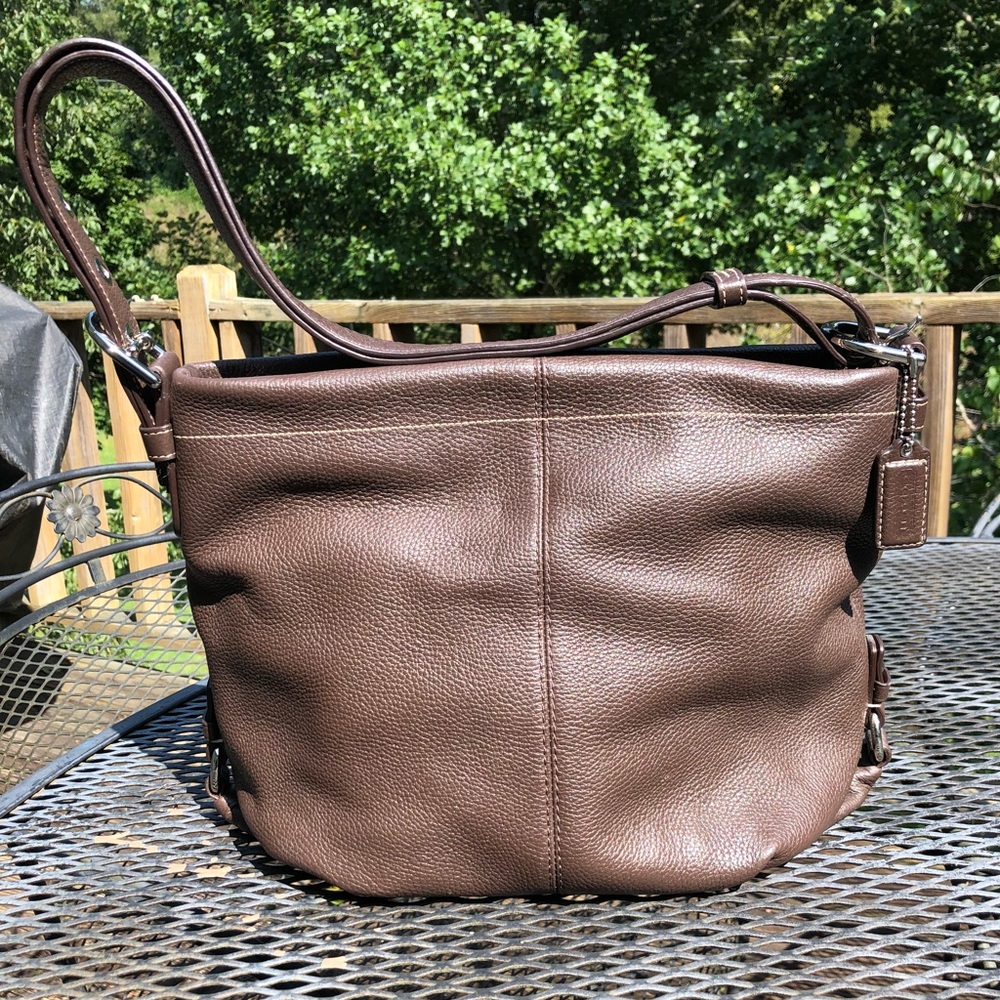 Coach Brown Pebbled Leather Duffle Crossbody